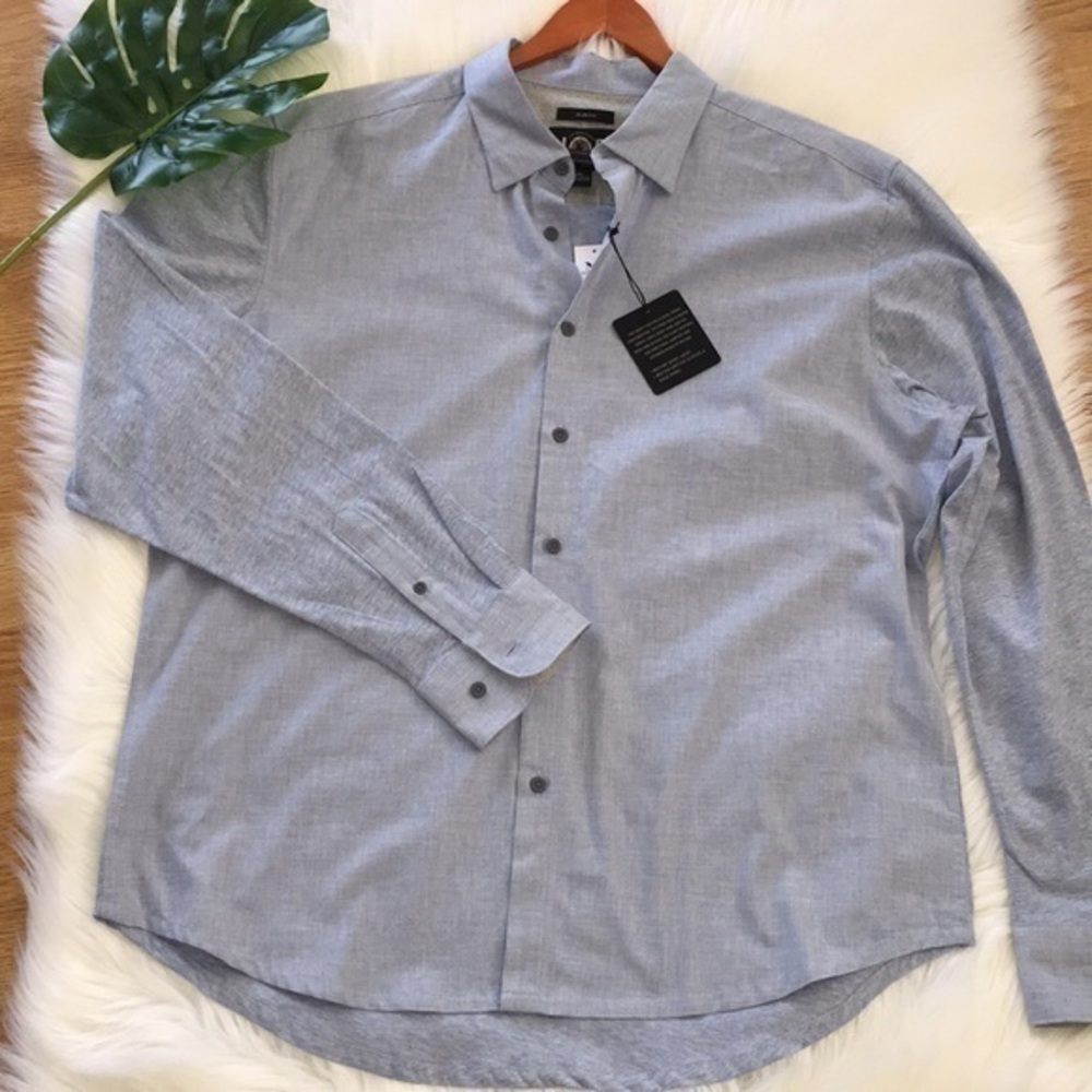 Joseph Abboud Gray Heather Sport Shirt Sz XL